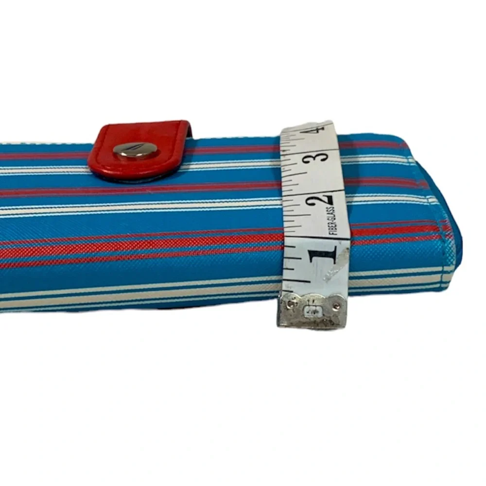 NAUTICA RFID PROTECTION Red White Blue Striped Zip Wallet colorful retro